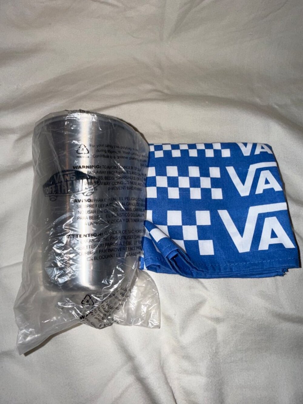Vans "Off The Wall" Stainless Steel 16 oz Cup and Checkerboard Bandana